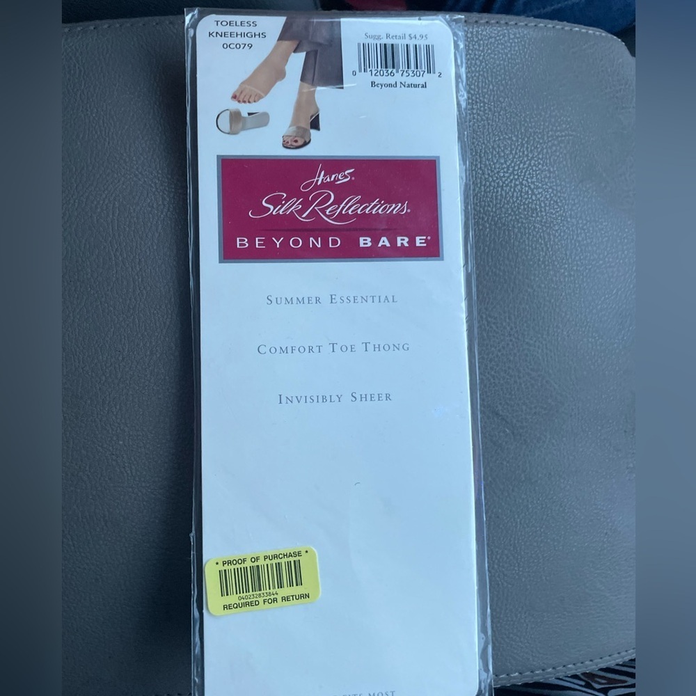 Hanes Sheer knee highs toeless 0c079 vintage